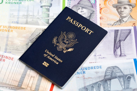 Passport on Danish money - Krone