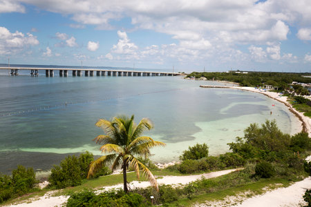 Bay near the Bahia Rail Bridge in USAの写真素材