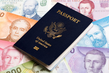 American passport on Chilean money - pesos
