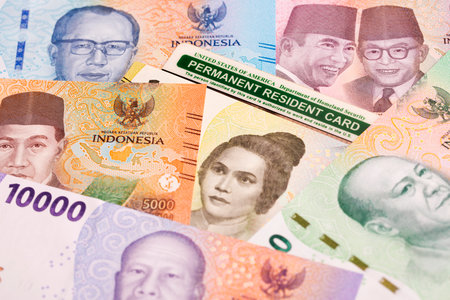 American permanent resident card on Indonesian money - rupiah