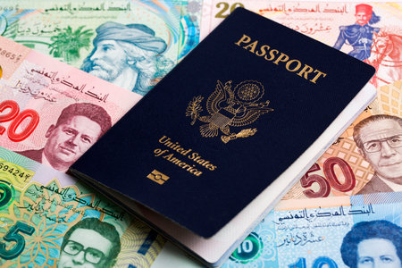 American passport on Tunisian money - Dinar