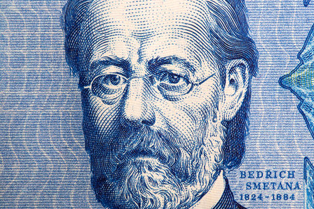 Bedrich Smetana a closeup portrait from old Czechoslovak money - Koruna