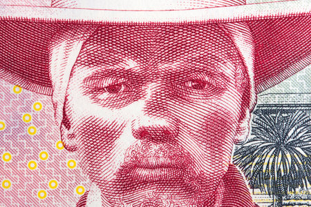 Hendrik Witbooi a closeup portrait from Namibian money - dollarの写真素材