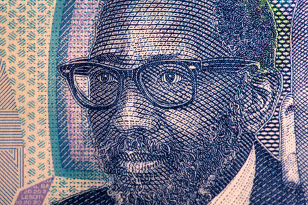 Moshoeshoe II of Lesotho a closeup portrait from Lesotho money - Loti