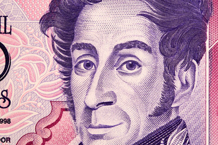 Simon Bolivar a closeup portrait from old Venezuelan money - bolivarの写真素材