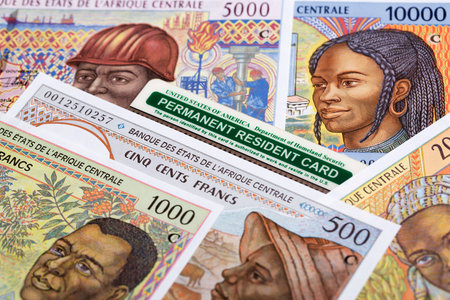 American Permanent Resident Card on Central African CFA money - French