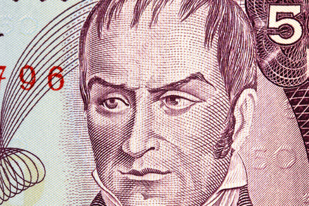 Camilo Torres Tenorio a closeup portrait from Colombian money - pesoの写真素材