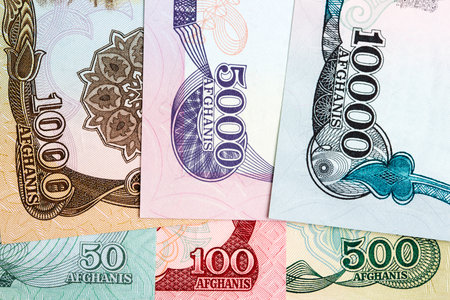 Afghan money - afghani and business backgroundの写真素材