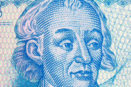 Alexander Suvorov a closeup portrait from Transnistrian money - rublesの写真素材