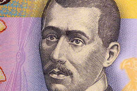 Aurel Vlaicu a closeup portrait from Romanian money - Leuの写真素材