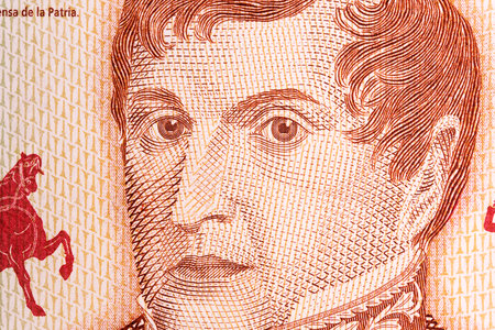 Manuel Belgrano a closeup portrait from Argentine money - Pesosの写真素材
