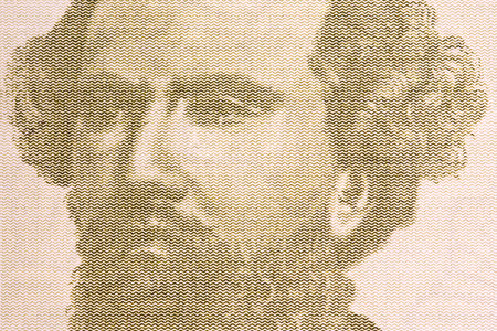 Nicolas Avellaneda a closeup portrait from Argentine money - Pesoの写真素材