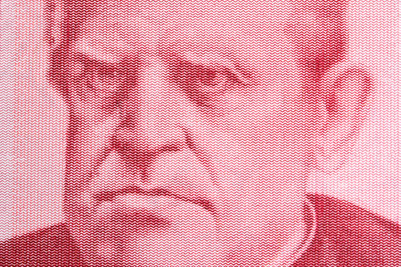 Domingo Faustino Sarmiento a closeup portrait from Argentine money - pesoの写真素材