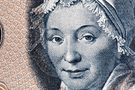 Pauline Maria Tutein a closeup portrait from Danish money - kronerの写真素材
