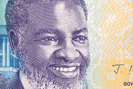 Sam Nujoma a closeup portrait from Namibian money - Dollarの写真素材