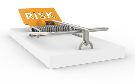 Risk Management. Mousetrap with Risk sign as Bait.の写真素材