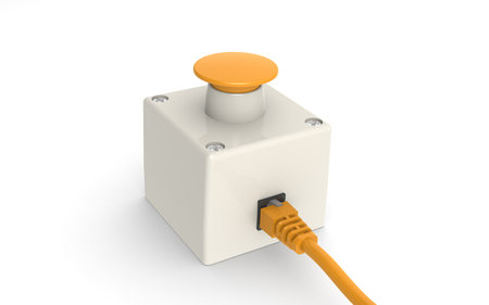 Stop. Stop Button with Network Cableの写真素材