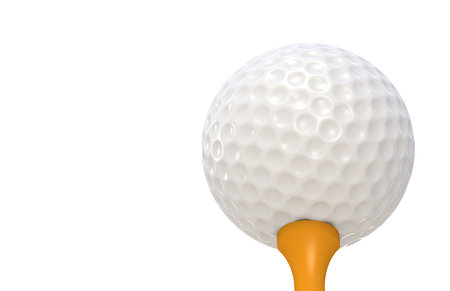 Golf ball on Orange tee. Perspective. Low angle view  の写真素材
