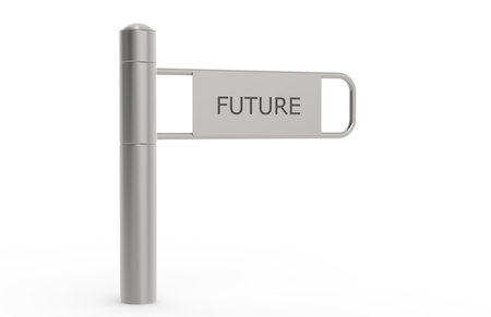 The Future, Enterance gate with signの写真素材