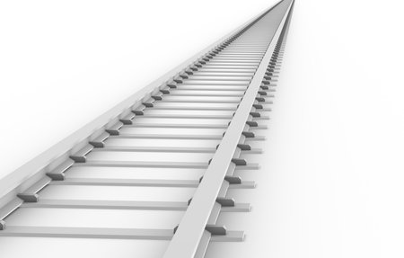 Endless Train track. Isolated on white  の写真素材
