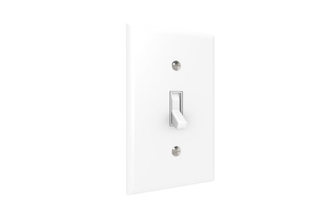 Light switch isolated on white. Copy space. の写真素材