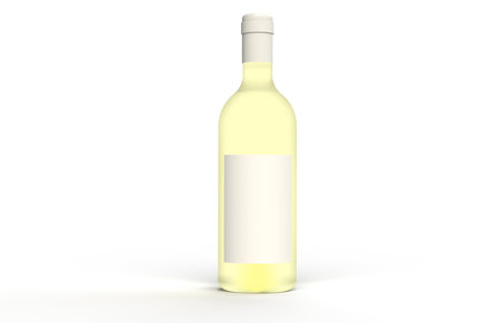 White wine in Clear bottle, with copy space の写真素材