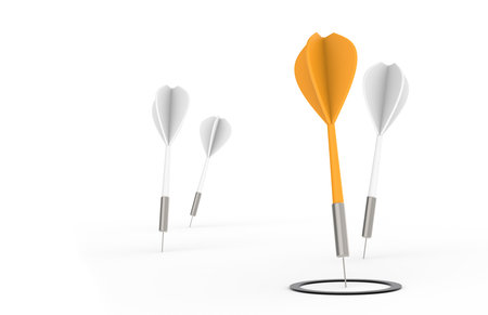 Set of Arrows, Orange arrow hitting Target の写真素材