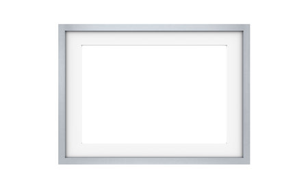 Steel picture frame isolated on whiteの写真素材
