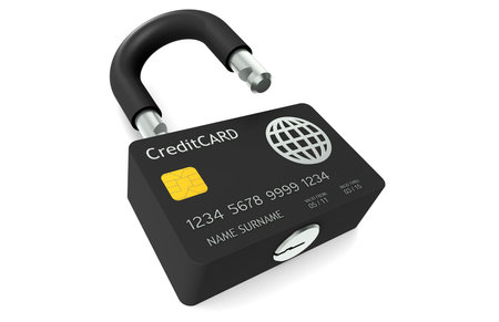 Credit Card made like a Padlock symbolizing Safe Paymentsの写真素材