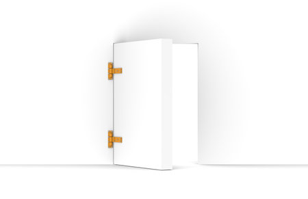 Massive open door with Orange hingeの写真素材