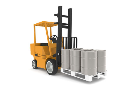 Forklift with Pallet, Front view. Part of a Warehouse series.  の写真素材
