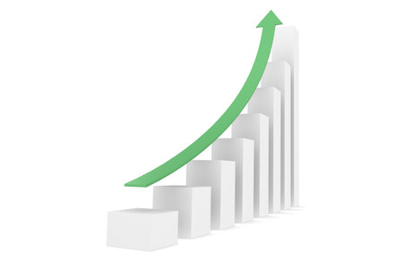 Graph with green arrow.