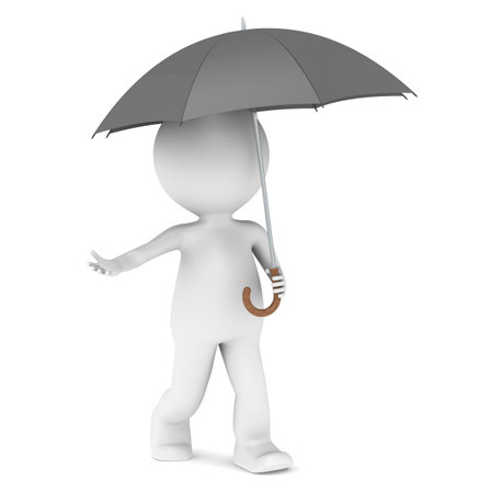 3D little human character with an Umbrella. People series.の写真素材