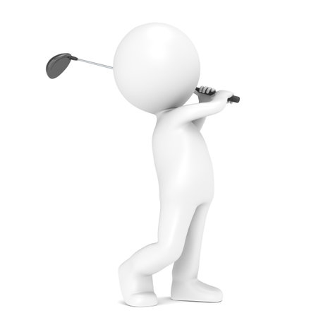 3D little human character Playing Golf. People series.の写真素材