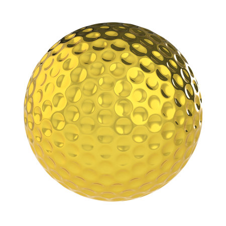A Golden Golf Ball. Isolatedの写真素材