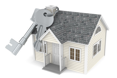 House keys hanging on a Houseの写真素材