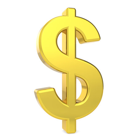 Dollar symbol. Gold color. Standing Dollar symbol. Gold color. Standing
