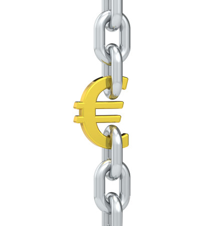 Chain linked with Euro symbol.の写真素材