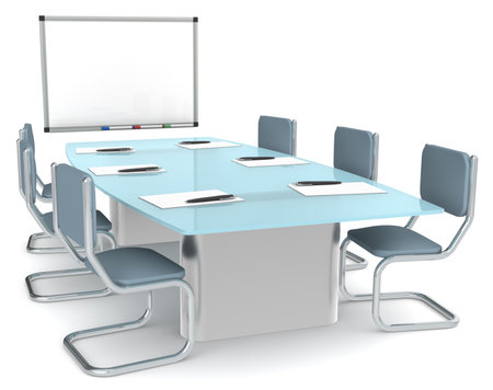 Meeting Room with a Blank Whiteboard. Business People series.の写真素材