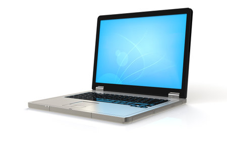  Laptop with blue Desktop. Ground Reflectionsの写真素材