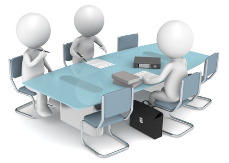 3D little human characters X3 signing papers. Business People series.の写真素材