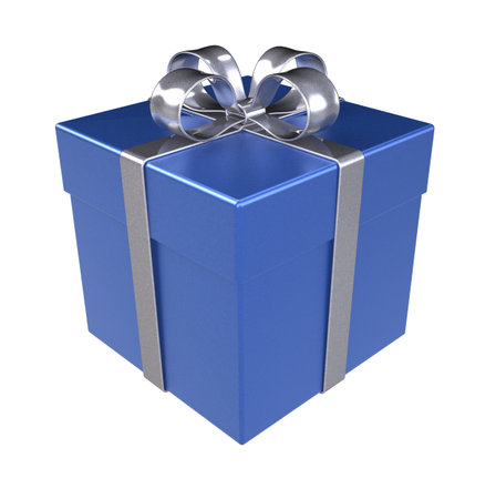 Blue Gift Box, Isolated.の写真素材