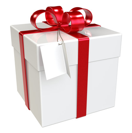 Gift Box with Tag, Isolated.の写真素材