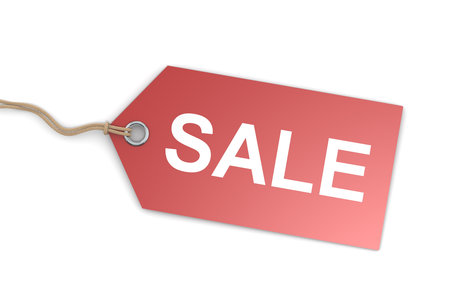 Red Price Tag with SALE printedの写真素材