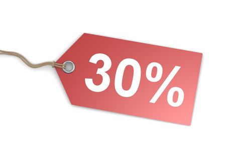 Red Price Tag with 30 percent printedの写真素材