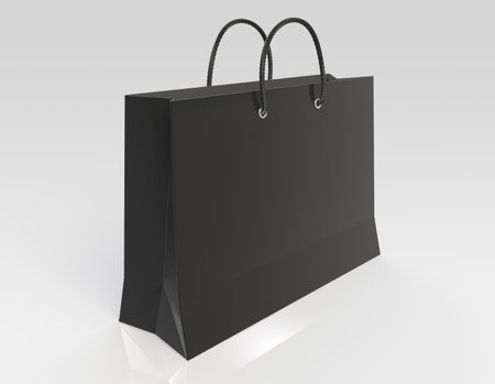 Black Shopping bag. Reflective floor.の写真素材