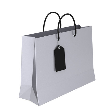 Silver Shopping Bag with a Black Tagの写真素材