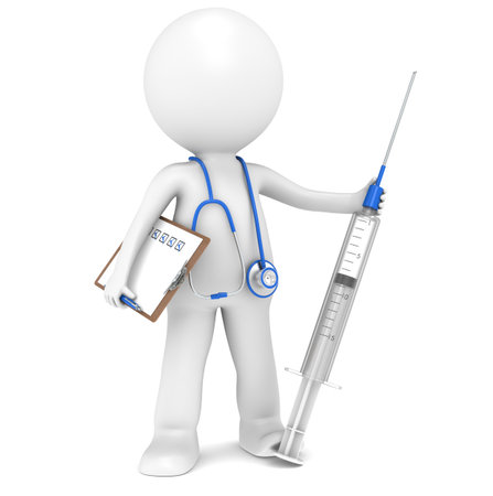 3D little human character The Doctor with a Syringe. People series.の写真素材