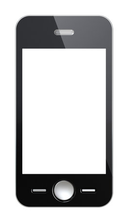 Black Smart Phone with blank Screen for Copy Space  Isolatedの写真素材
