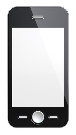 Black Smart Phone with blank Screen for Copy Space. Isolatedの写真素材